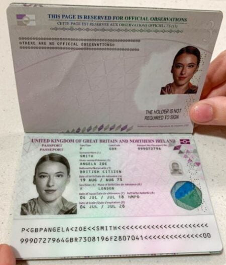 Fake UK passport